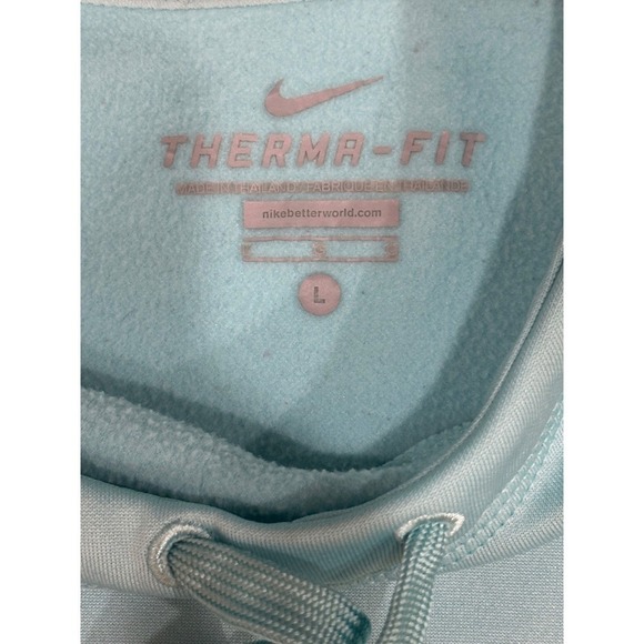 Nike Therma Fit Pullover Hoodie Aqua Blue Long Sleeve Sweatshirt Teen Size  L - Picture 5 of 9